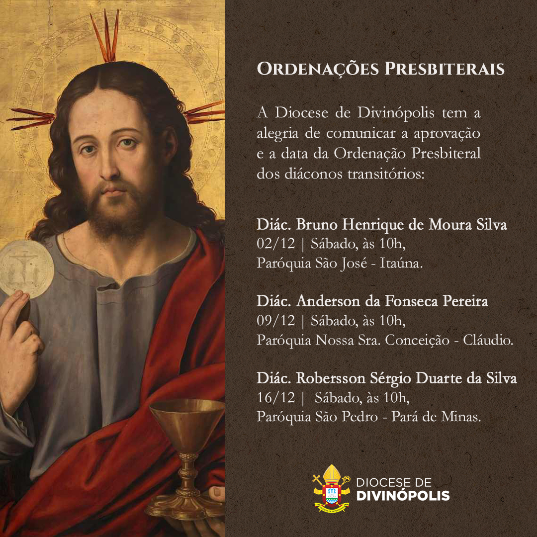 Foto de Diáconos Bruno Henrique, Anderson Pereira e Robersson Sérgio serão ordenados padres