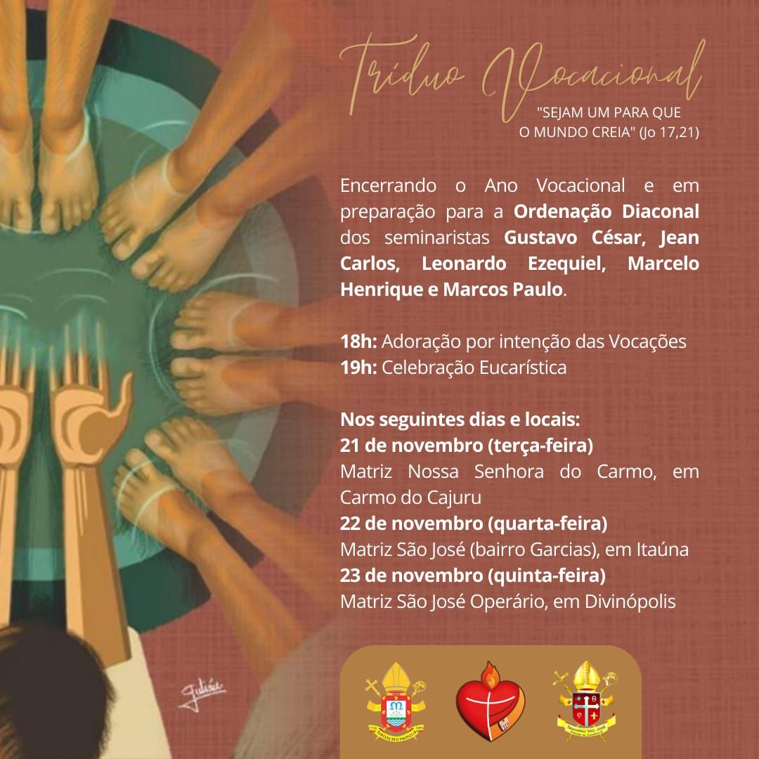 Foto de Tríduo Vocacional em preparação para Ordenação Diaconal dos Seminaristas Marcelo, Leonardo, Gustavo, Marcos e Jean