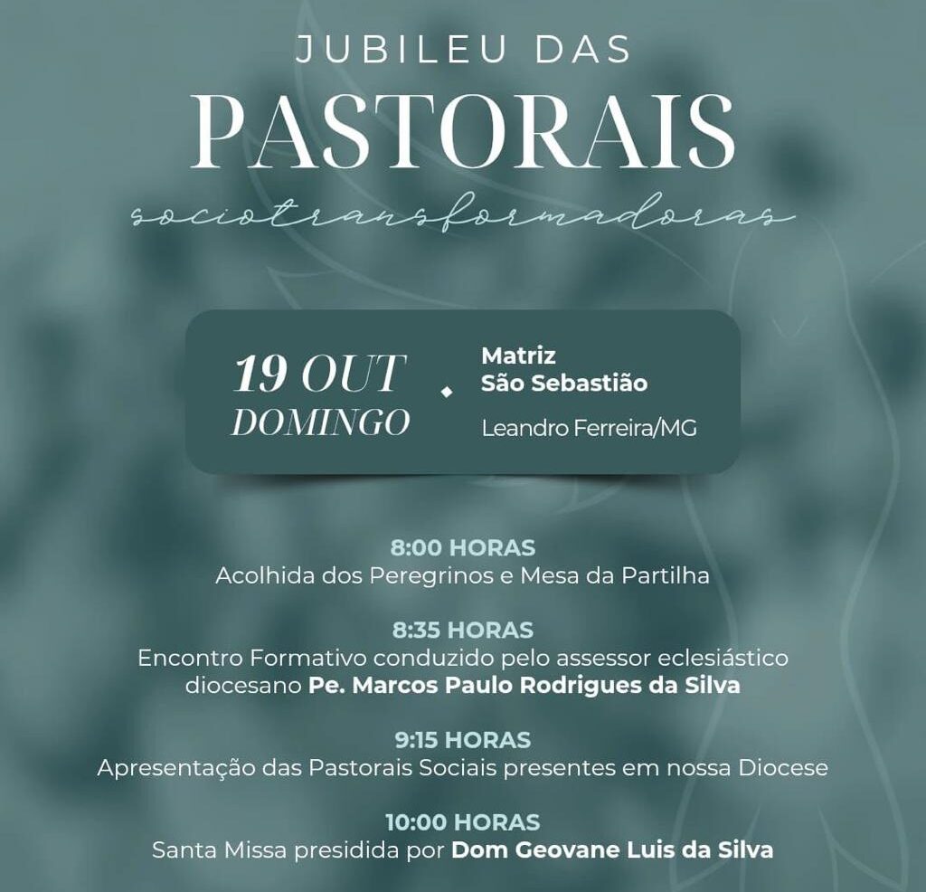 Foto de Jubileu das Pastorais Sociotransformadoras será em Leandro Ferreira no dia 18 de outubro