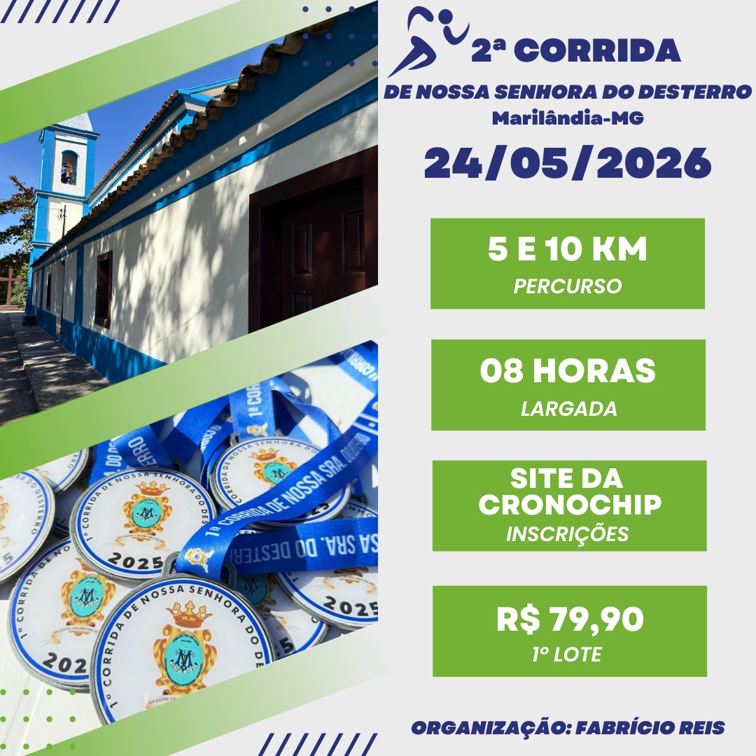 Notícia: Saiba como se inscrever para a 2ª Corrida de Nossa Senhora do Desterro em Marilândia