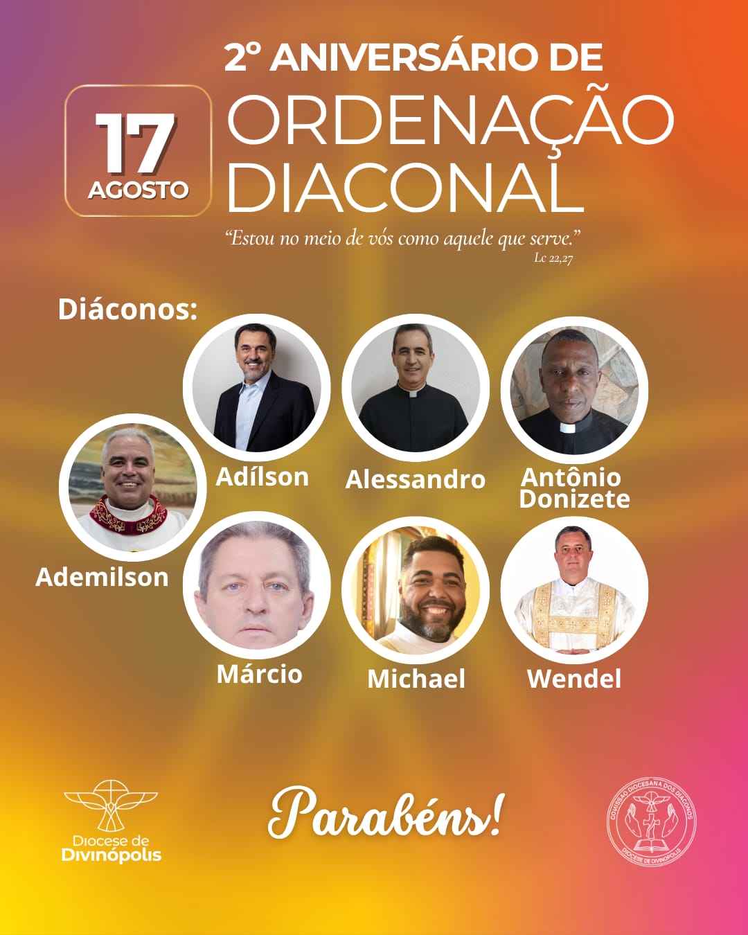 Foto de Diocese de Divinópolis celebra o segundo aniversário de ordenação de mais um grupo da primeira turma de diáconos permanentes